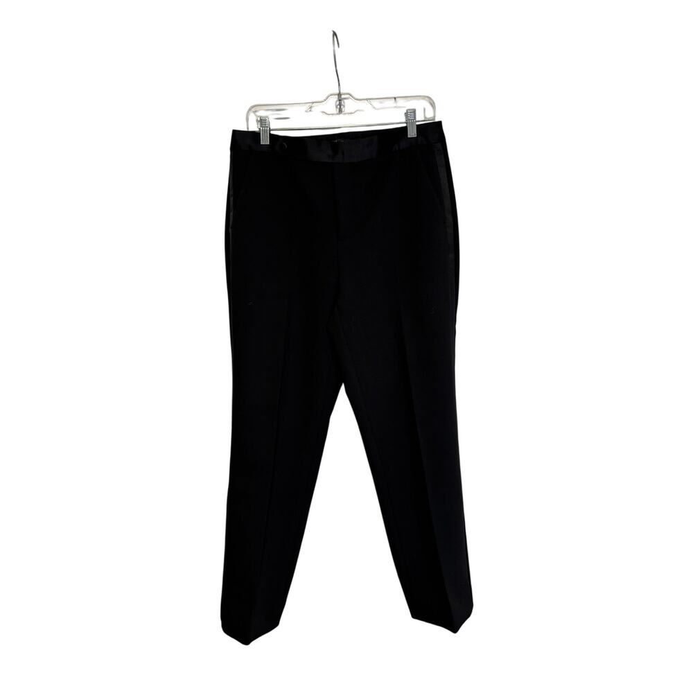 Zara Women's Black Tuxedo Dress Pants Satin Waistband Size L - Picture 2 of 9